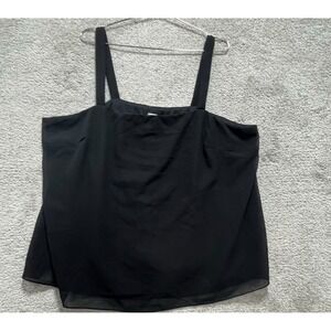 Catherine's Top Women's 24W Black Tank Cropped Square Neck Shear Lined Polyester
